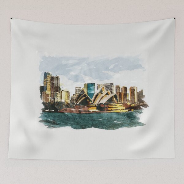 Item preview, Sydney Australia Opera House Waterfront Watercolor Travel Painting designed and sold by Naumovski.