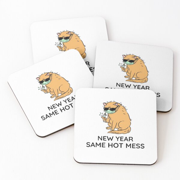 Item preview, New Year Same Hot Mess - Drunk Covid Cat designed and sold by Clothing-Guru.