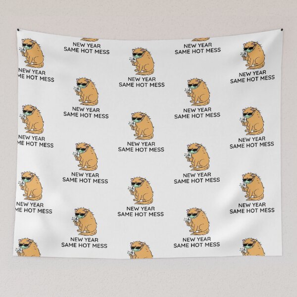 Item preview, New Year Same Hot Mess - Drunk Covid Cat designed and sold by Clothing-Guru.