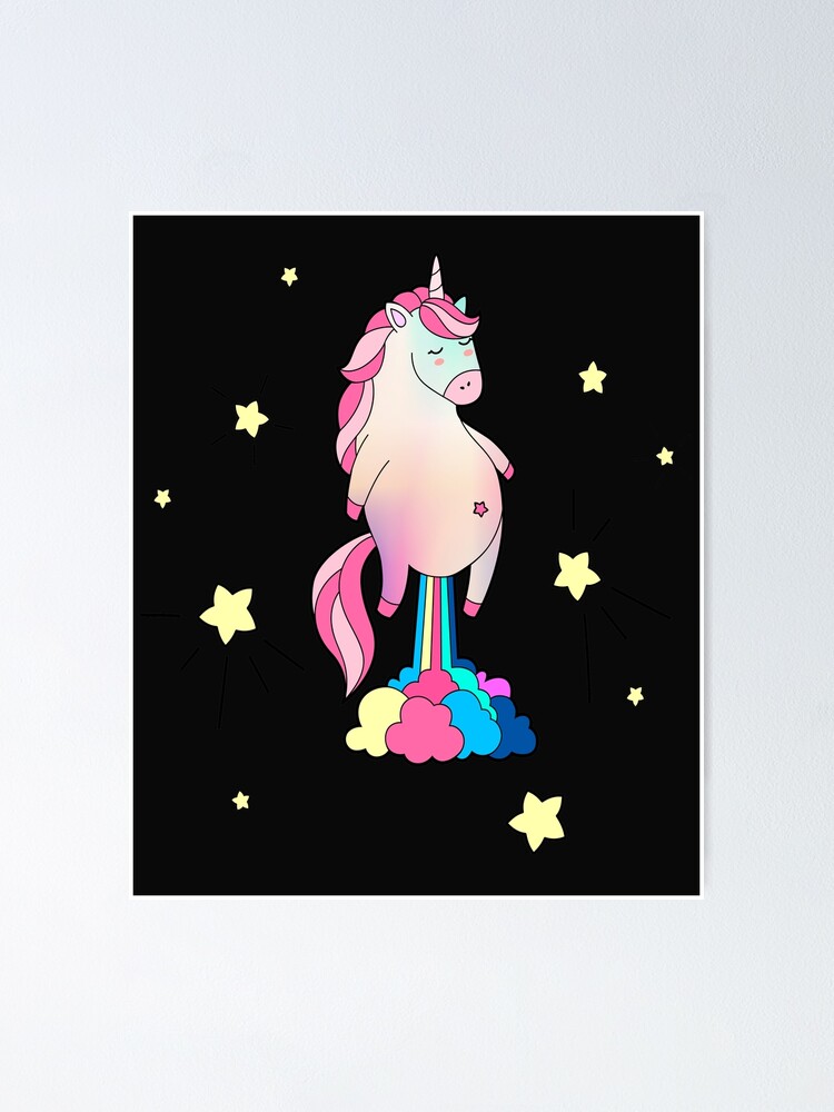 Magical Cute Unicorn Farting Rainbow Poster By Symboloflove Redbubble 9148