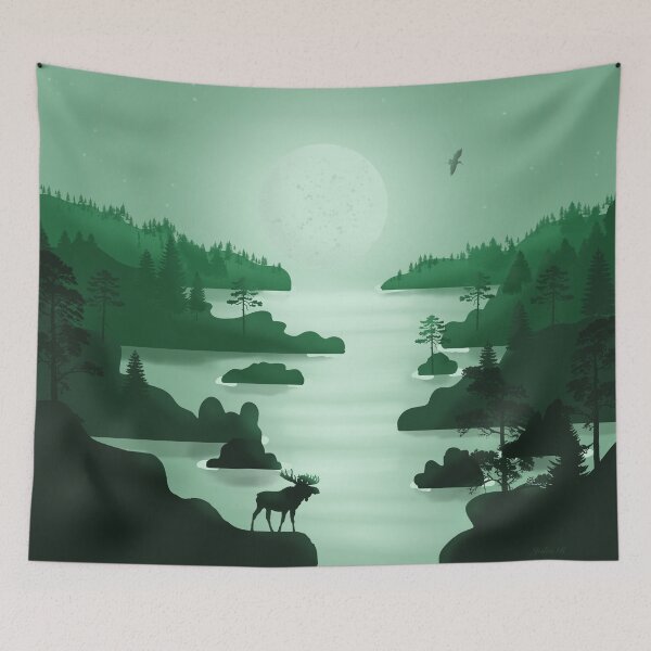Item preview, Norwegian Fjords 2 - Minimal Art in Green  designed and sold by Julia Rudens.