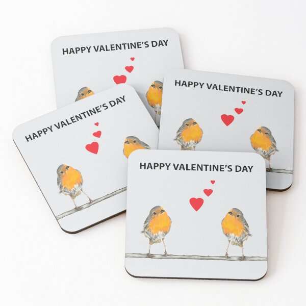 Item preview, Robin Redbreast Happy Valentine en gris designed and sold by IslesArt.