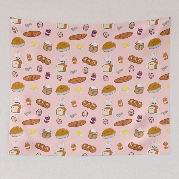 Item preview, Kawaii Bakery freshly baked pie bread jam flour seamless pattern designed and sold by Marie-c-doodles.