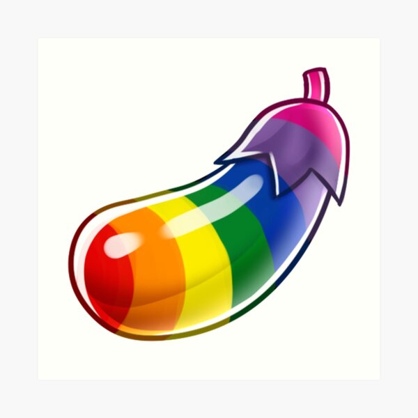 "Gay Rainbow LGBT Pride Flag Eggplant Emoji" Art Print for Sale by