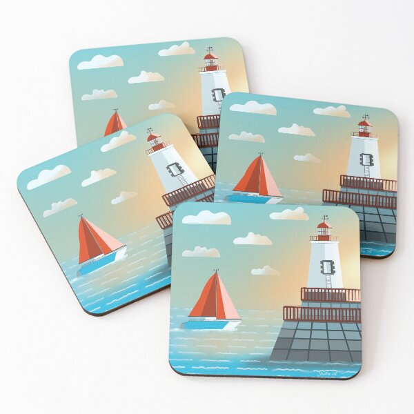 Item preview, Lighthouse 5 - nautical minimal artwork designed and sold by Julia Rudens.