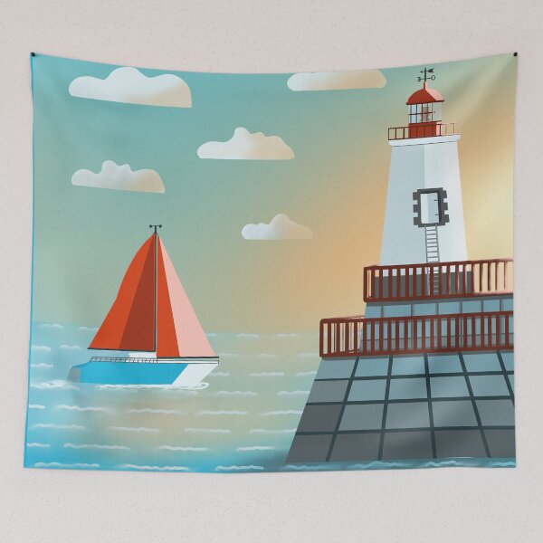 Item preview, Lighthouse 5 - nautical minimal artwork designed and sold by Julia Rudens.