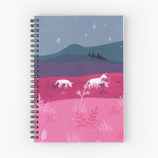 Item preview, Unicorns on pink meadow gouache painting designed and sold by Rotfuchsillu.