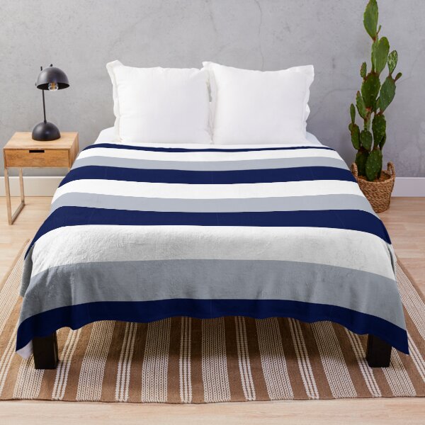 Item preview, WHITE  - LIGHT GREY AND NAVY BLUE 3 STRIPES BY OZCUSHIONSTOO - BEACH THEME   designed and sold by ozcushionstoo.