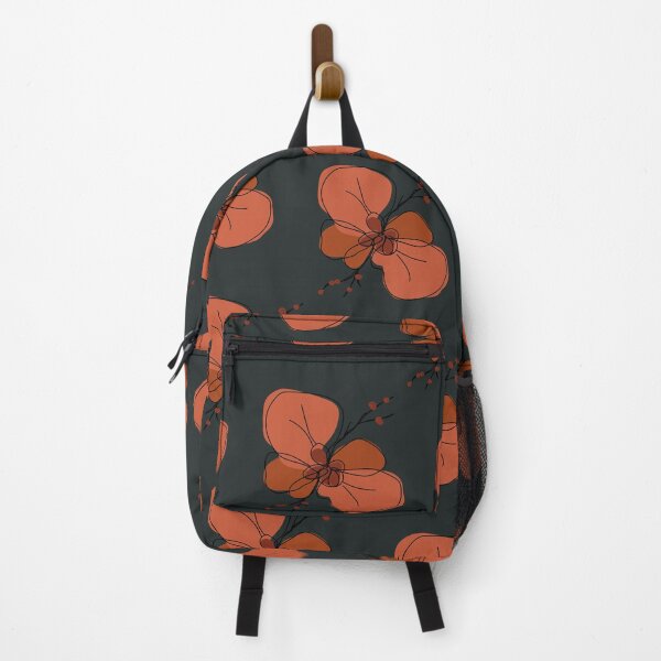 Item preview, Autumn terracotta flowers on very dark mostly black cyan designed and sold by fowons.