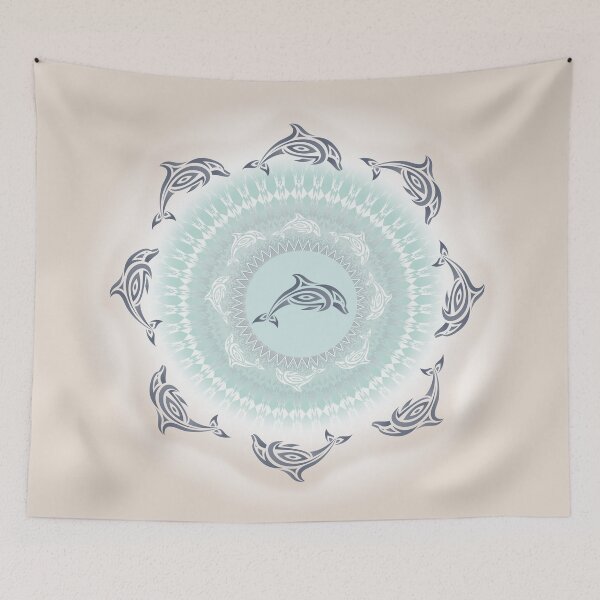 Item preview, Dolphins Mandala Mint Tan designed and sold by Nina Baydur.