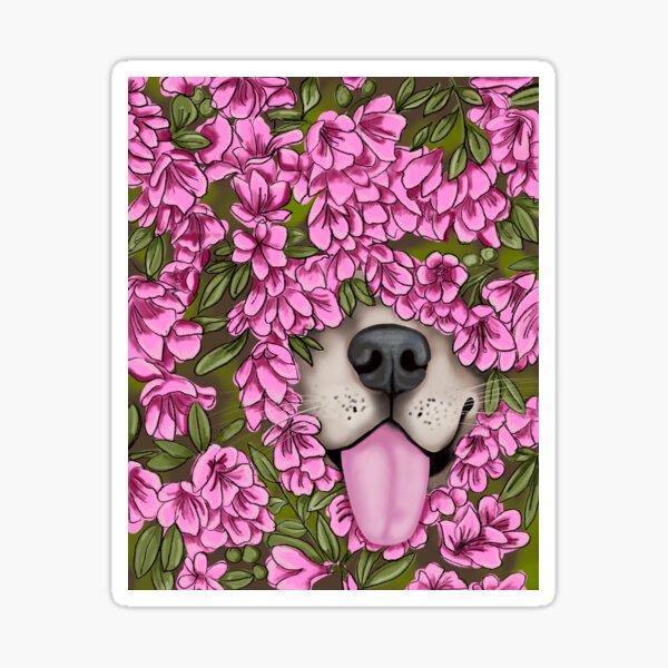 Furry friend hiding in flowers Sticker