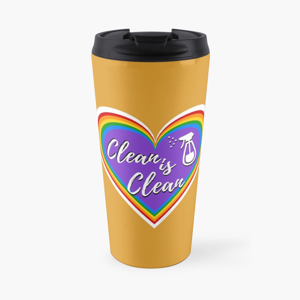 Clean Is Clean Retro Valentine Spray Bottle Cleaning Lady Gifts Travel Mug