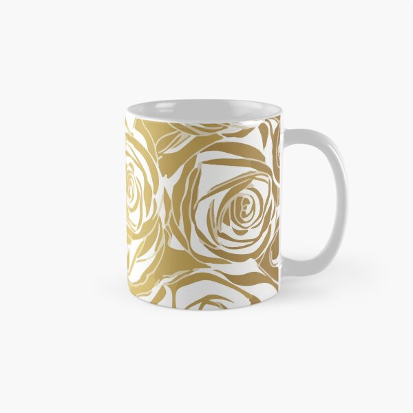 Item preview, Elegant White Pattern Rose Pattern on Gold Background for Men Women Gifts designed and sold by yellowideas.