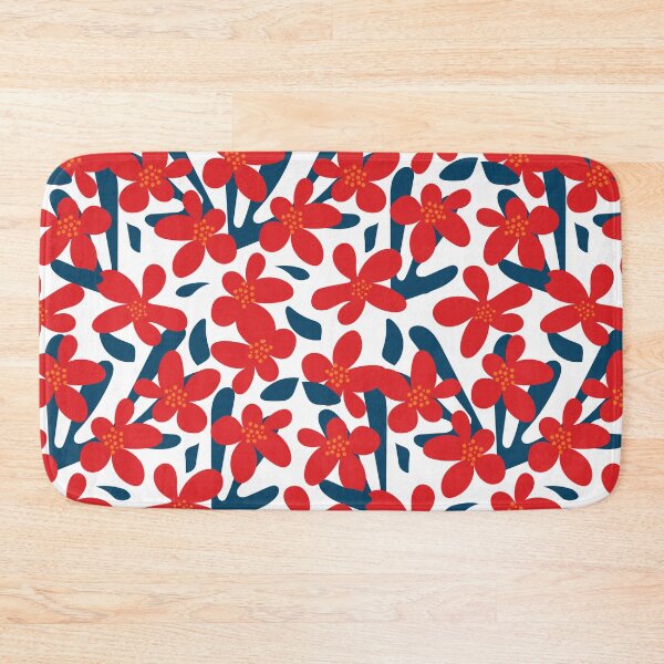 Item preview, Red Blue Floral Print designed and sold by technicolorable_art.