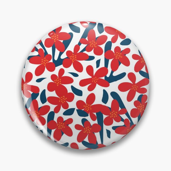 Item preview, Red Blue Floral Print designed and sold by technicolorable_art.
