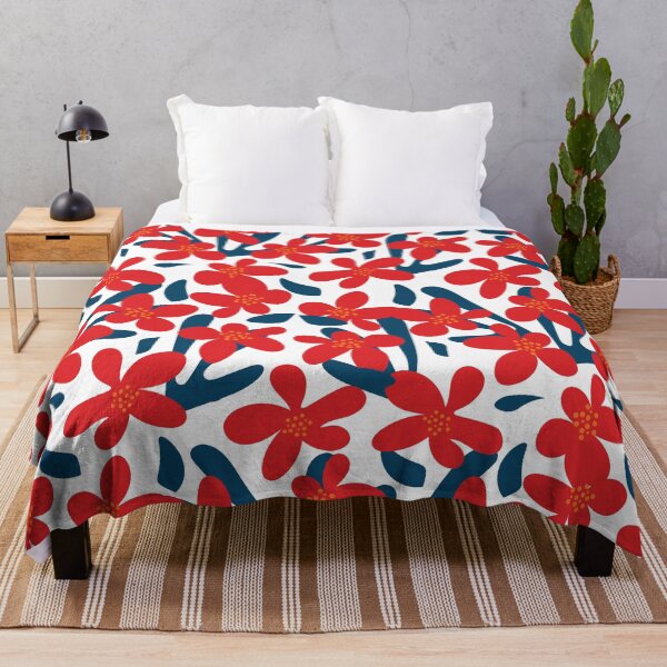 Item preview, Red Blue Floral Print designed and sold by technicolorable_art.