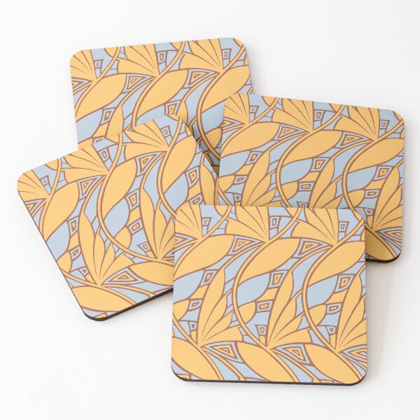 Item preview, Modern art nouveau tessellations gamboge and azure designed and sold by aapshop.