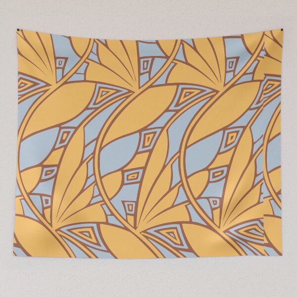 Item preview, Modern art nouveau tessellations gamboge and azure designed and sold by aapshop.