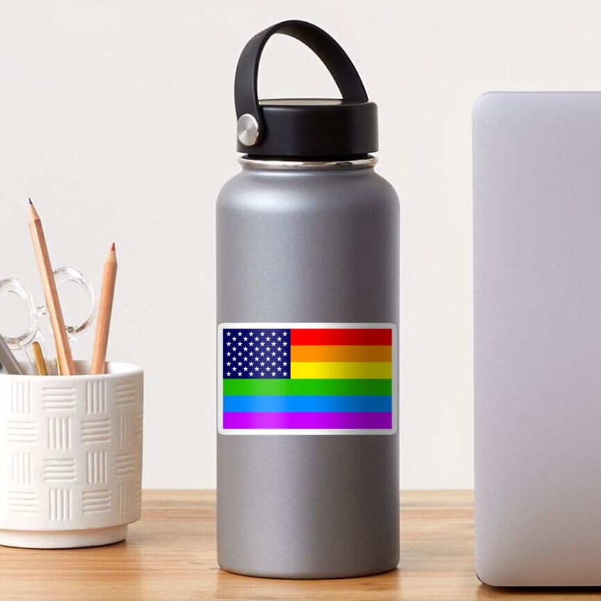 Gay USA Rainbow Flag - American LGBT Stars and Stripes Sticker
