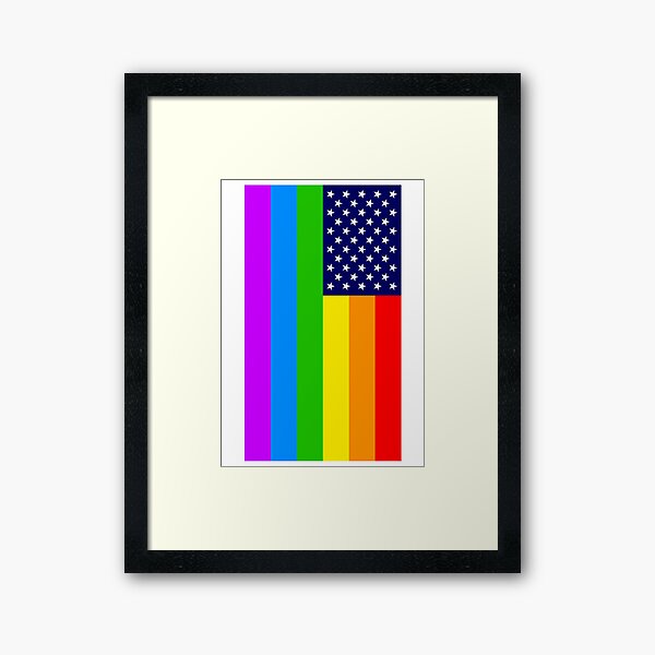 Gay USA Rainbow Flag - American LGBT Stars and Stripes Gerahmter Kunstdruck