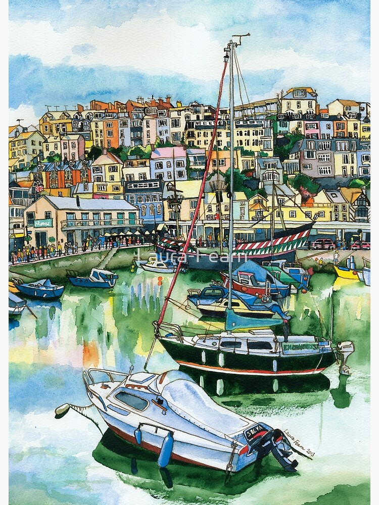 Brixham Harbour with Boats by Laura-Fearn