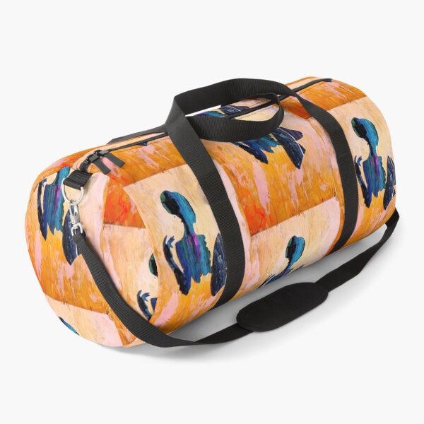 Girl With A Fan & Orange Background Duffle Bag
