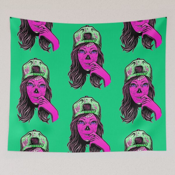 Item preview, Skull Girl-With Cap Head Green designed and sold by MANINFEAR.