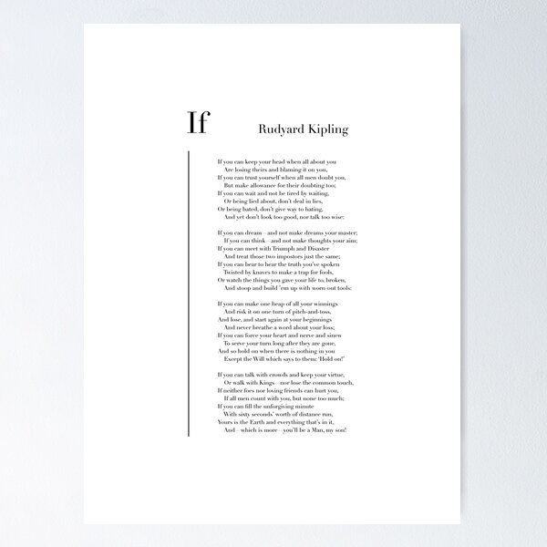 Artikel-Vorschau von Wenn von Rudyard Kipling, designt und verkauft von wisemagpie.