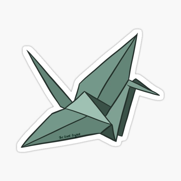 Aperçu de l'œuvre Grue en papier origami bleu - vert créée et vendue par rarewhitelion.