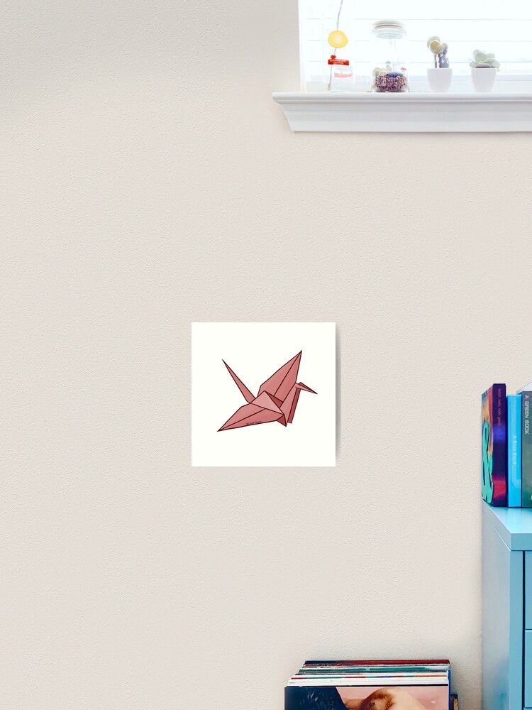 Pink/Red Origami Paper Crane Photographic Print for Sale by White