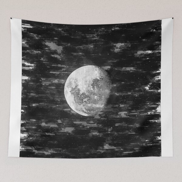 Item preview, Partial Moon In The Night Sky Monochrome. For Moon Lovers. designed and sold by ColortrixArt.