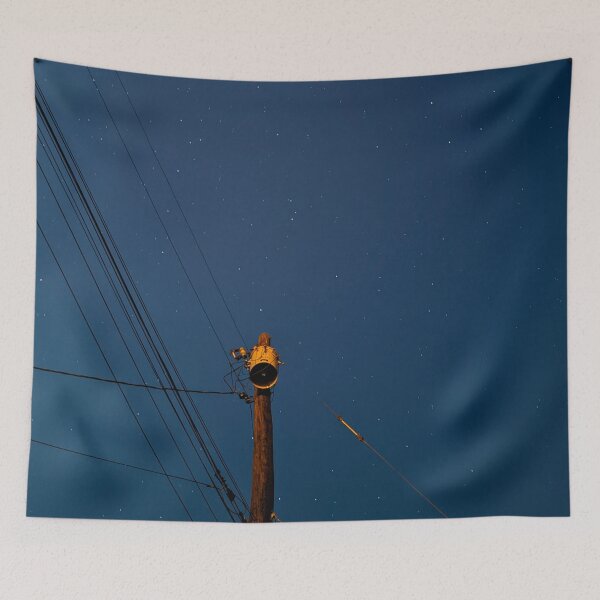 Item preview, Urban Power Lines in the Night Sky with Starry Background  designed and sold by PrettyLittlePic.
