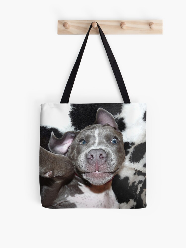 Bolsa De Tela Tonto Bebe Azul Pitbull Perrito Perro De Christyb8 Redbubble