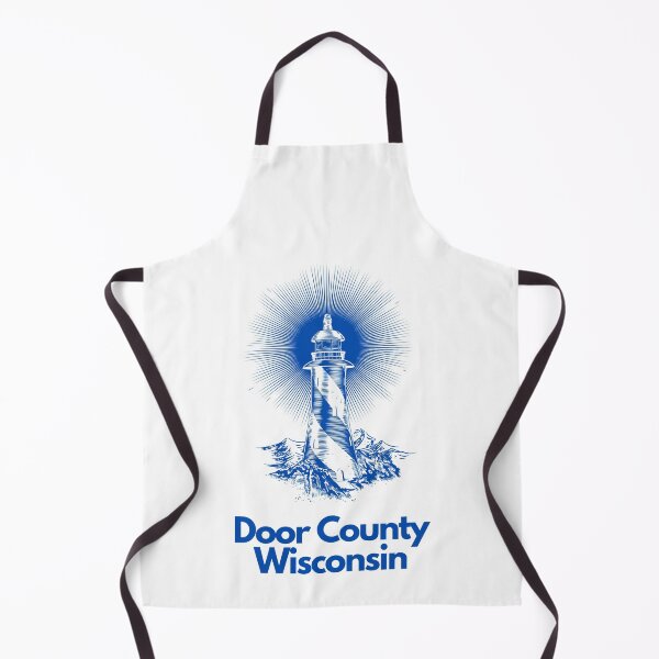 Item preview, Door County Wisconsin Lighthouse Waves Beacon Rocks Graphic Drawing Picture Design Lake Michigan Travel Vacation Camping Blue and White designed and sold by fineartprints1.