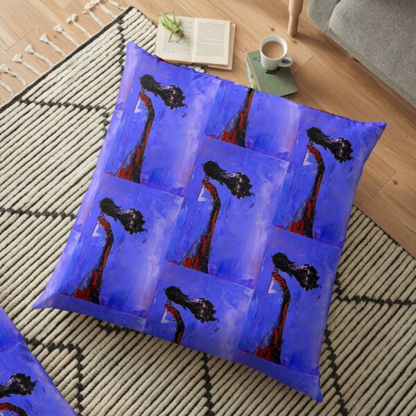 Girl With Hair In the Wind Floor Pillow
