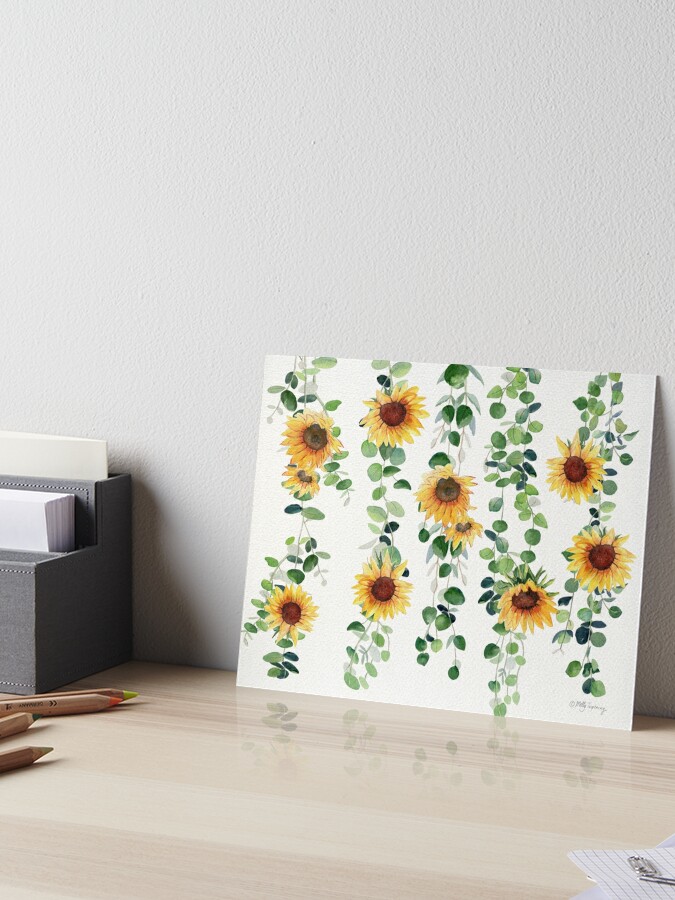 Download Eucalyptus And Sunflowers Garland Art Board Print By Mellyterp Redbubble