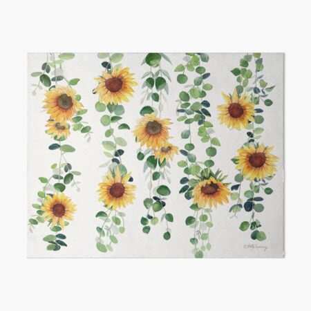 Eucalyptus and Sunflowers Garland Art Board Print