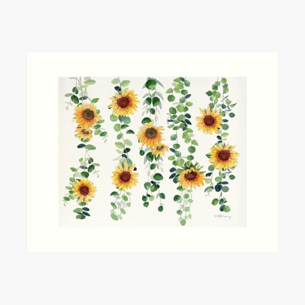 Eucalyptus and Sunflowers Garland Art Print