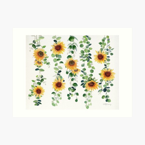 Eucalyptus and Sunflowers Garland Art Print