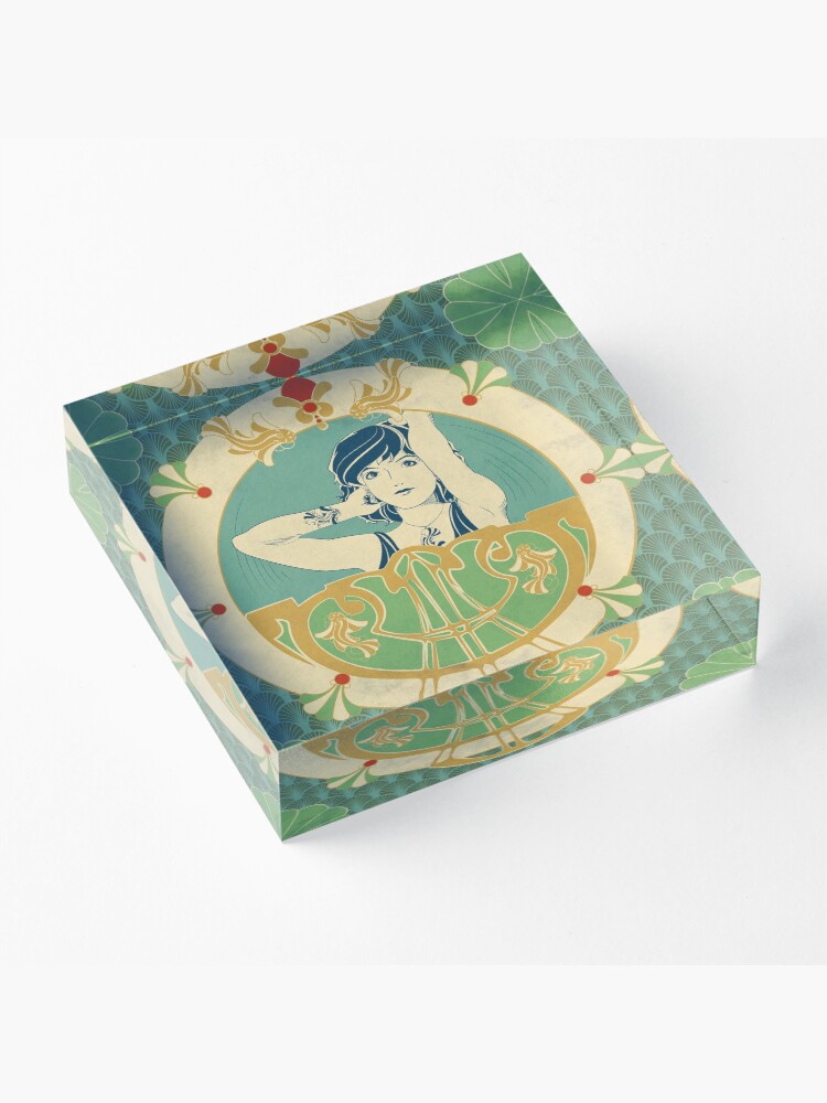 Bloc acrylique ''Parure Poisson bleu - Illustration Art Nouveau' : autre vue
