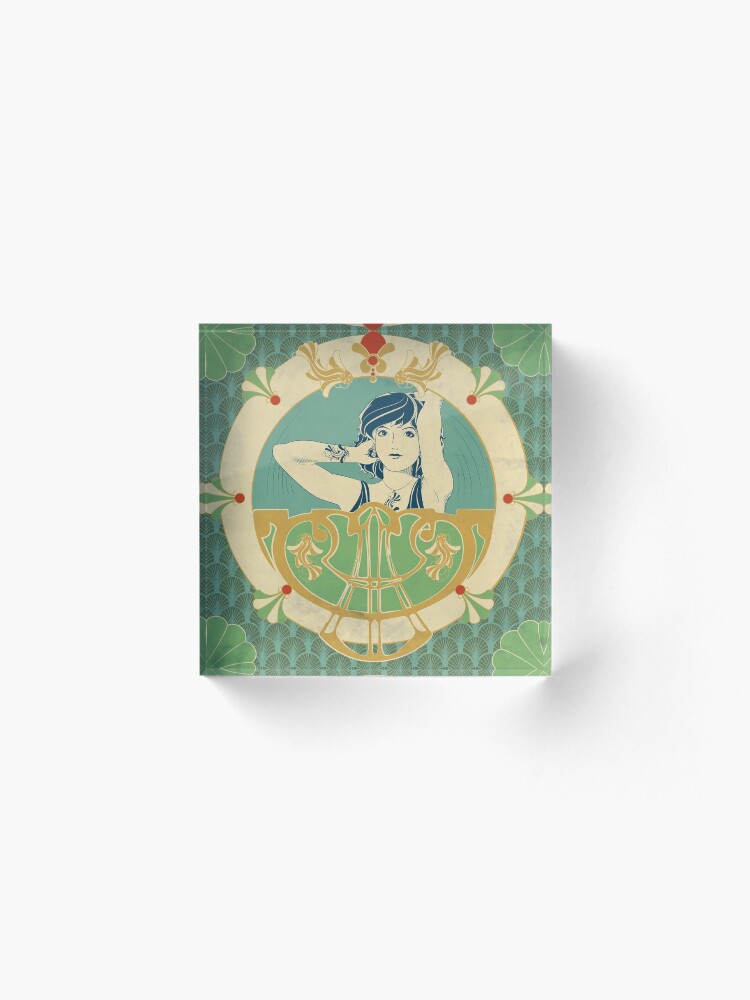 Bloc acrylique ''Parure Poisson bleu - Illustration Art Nouveau' : autre vue