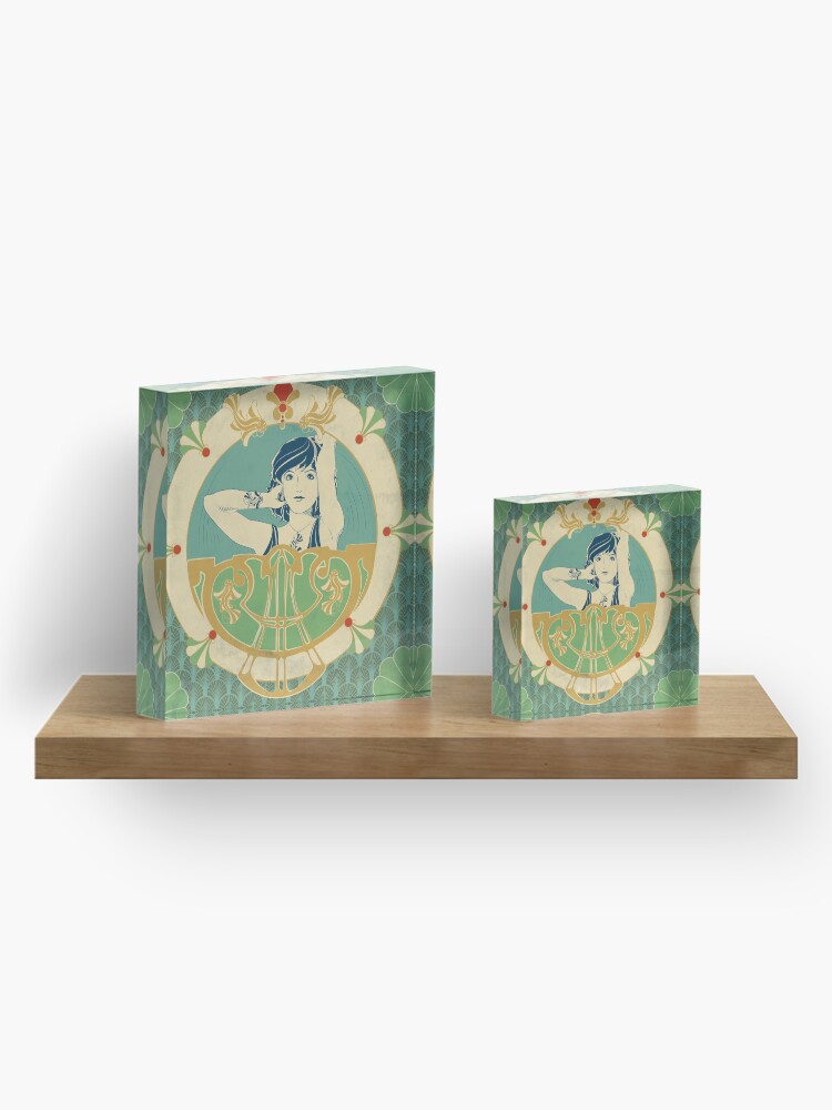 Bloc acrylique ''Parure Poisson bleu - Illustration Art Nouveau' : autre vue