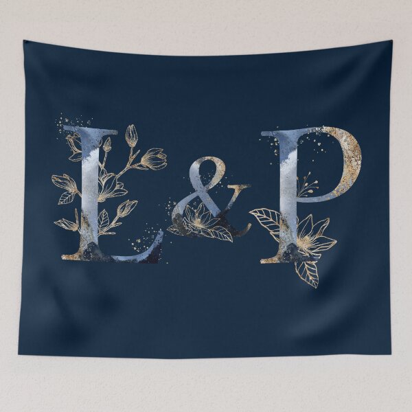 Item preview, Floral Initials L and P for a couple, Monogrammed designed and sold by PinkLotusArt.