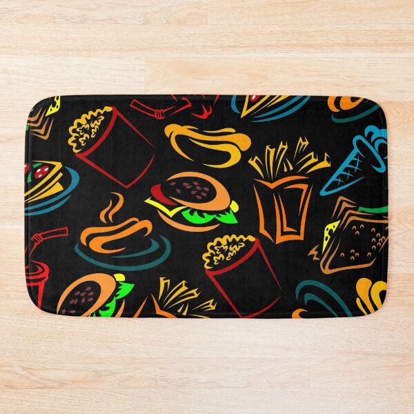 Item preview, Junk Food Resturant Neon Colorful Socks Kitchen Chef Gift Idea Black Pattern designed and sold by Dr.YesOrNo.