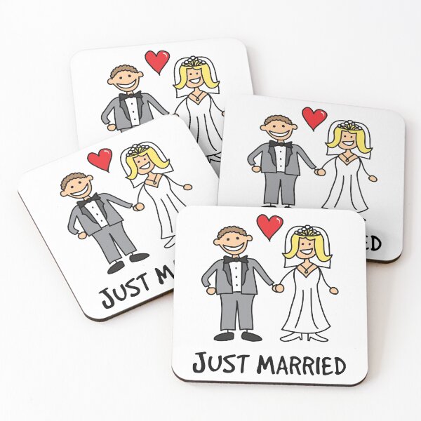 Item preview, Just Married Bride And Groom Cartoon designed and sold by SpoofTShirts.