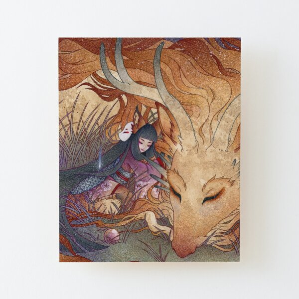 Slumber - TeaKitsune Dragon Fox Wood Mounted Print