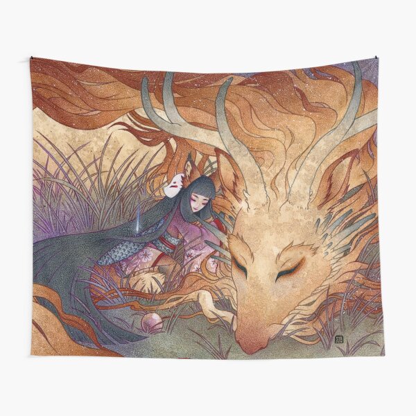 Slumber - TeaKitsune Dragon Fox Tapestry