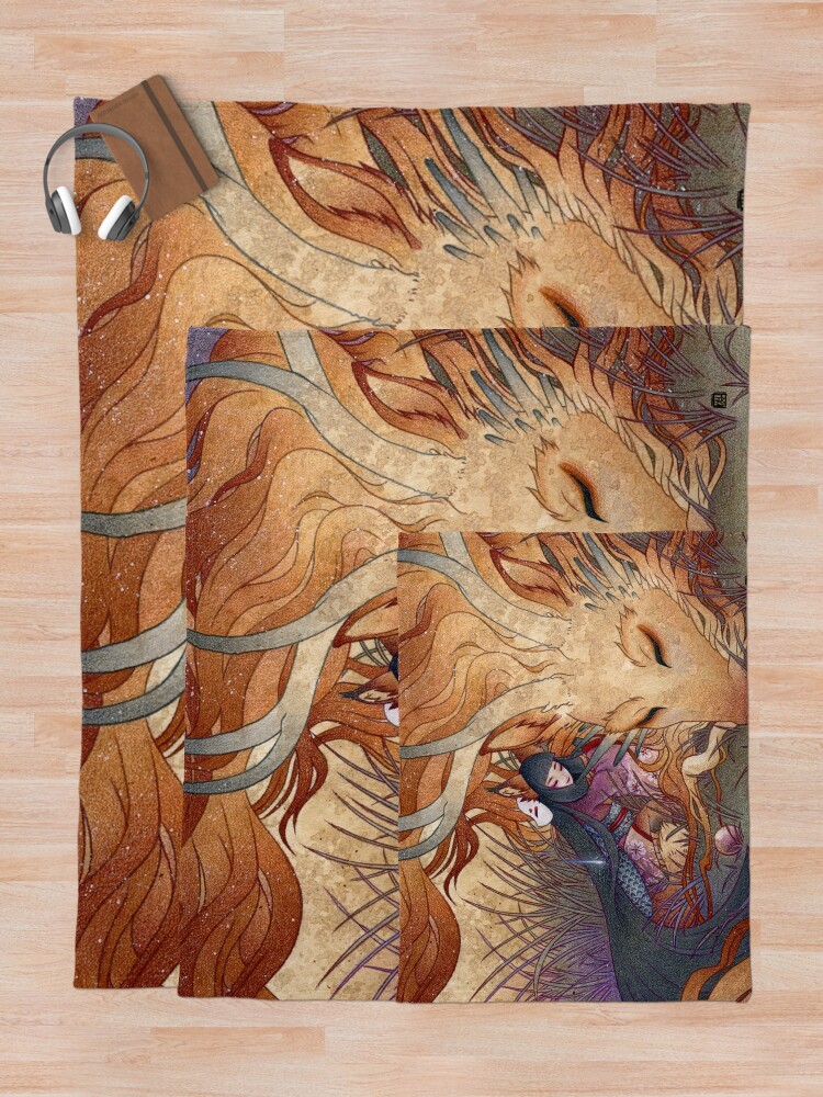 Thumbnail 5 of 6, Throw Blanket, Slumber - TeaKitsune Dragon Fox designed and sold by TeaKitsune.