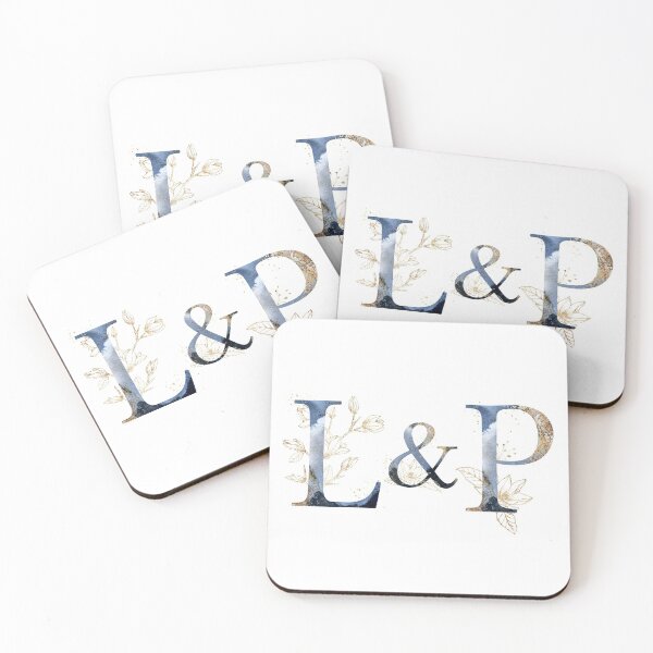 Item preview, Floral Initials L and P for a couple, Monogrammed designed and sold by PinkLotusArt.