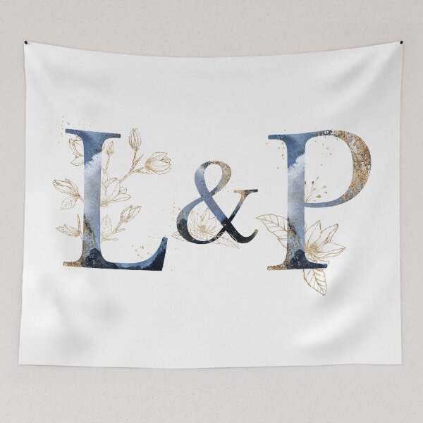 Item preview, Floral Initials L and P for a couple, Monogrammed designed and sold by PinkLotusArt.